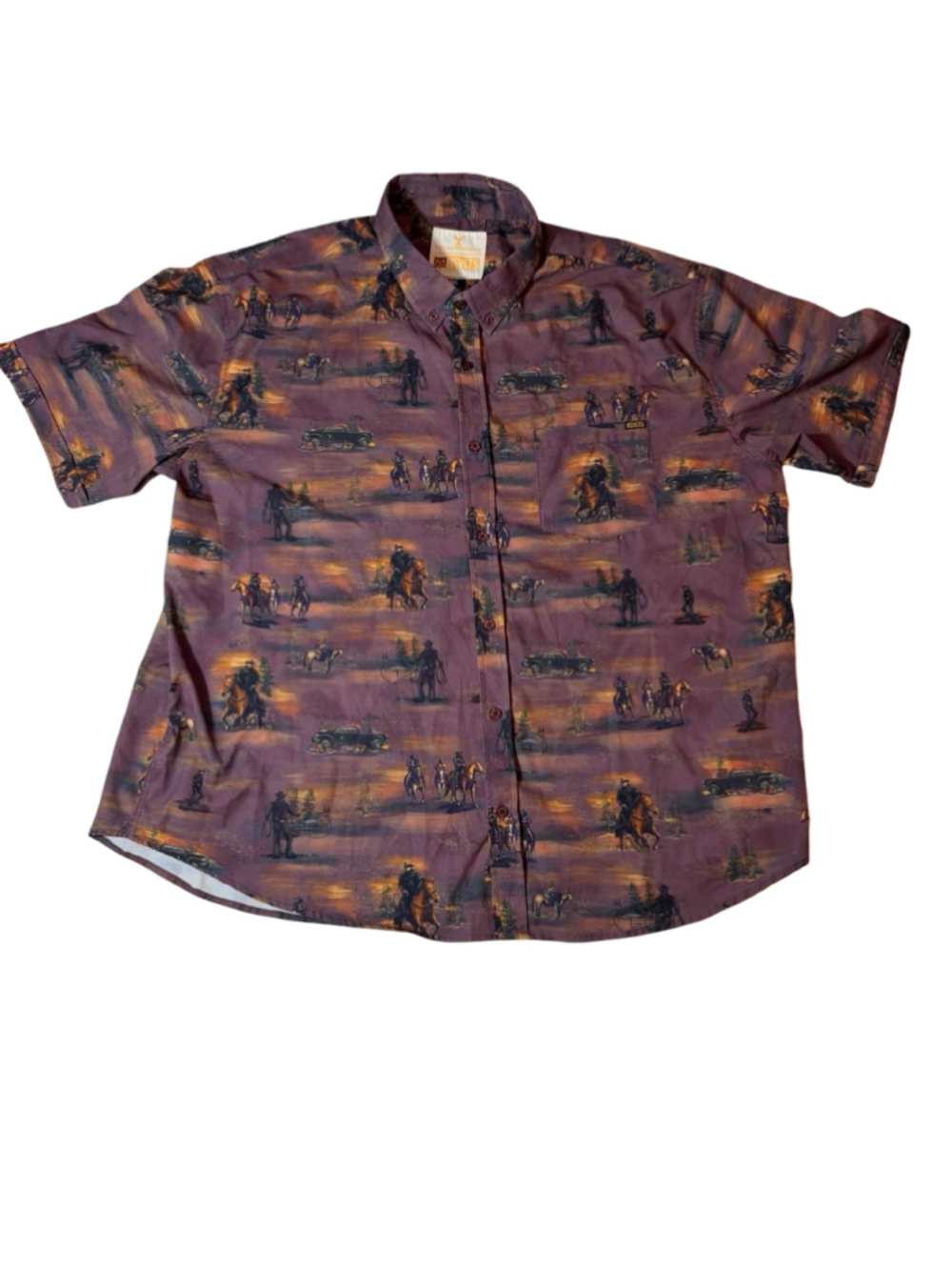 RSVLTS Yellowstone Western Cowboy Scenic Button Down Shirt 3XL Ranchcore